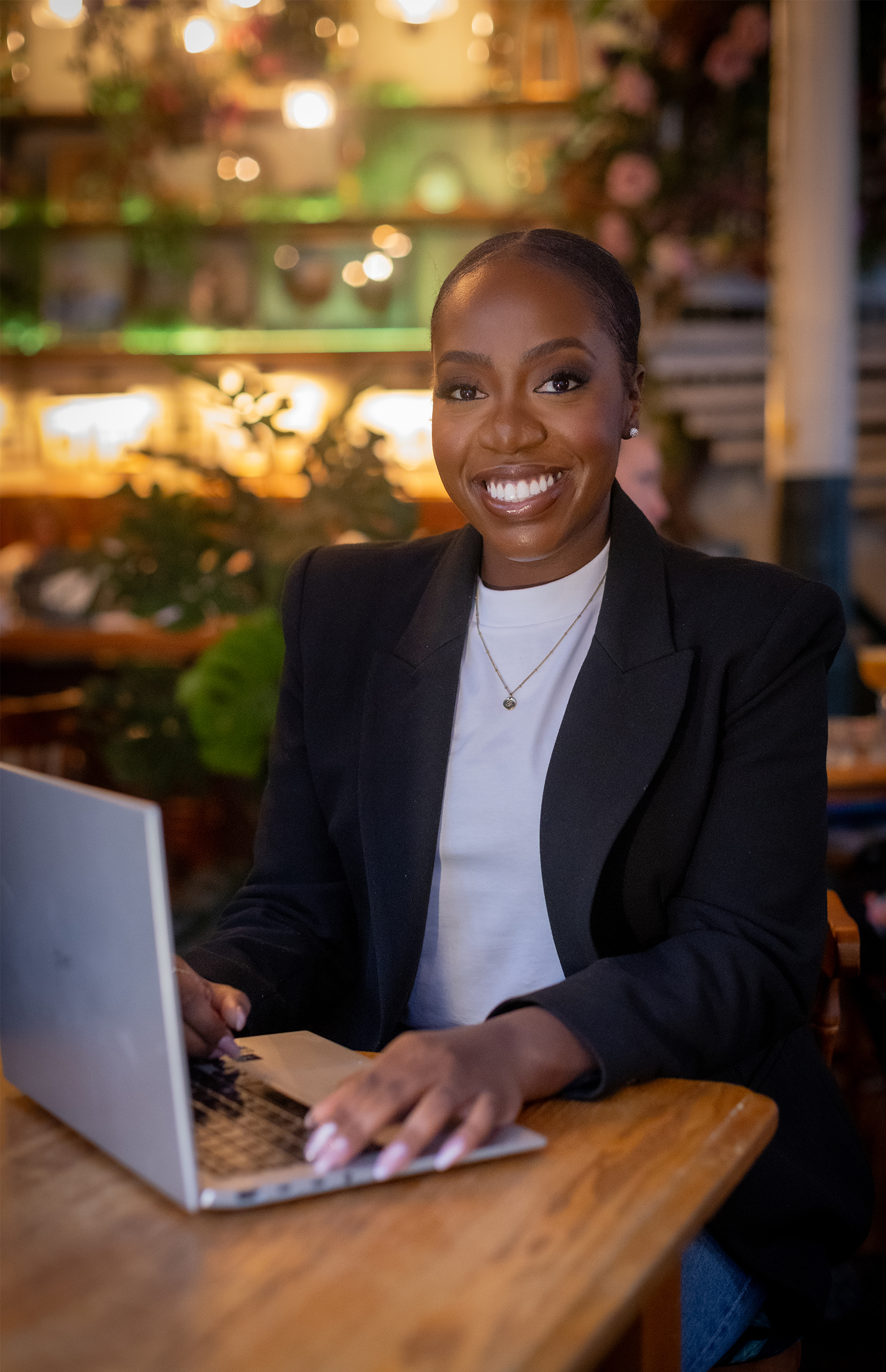 Grace at computer